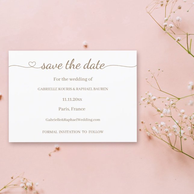 Elegant Heart Swash Modern Save The Date Wedding Invitation (Creator Uploaded)