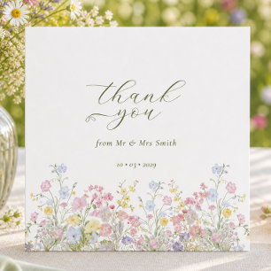 Elegant Heart Thank you Wildflower Wedding Card