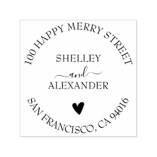 Elegant Heart Two Names Return Address Self-inking Stamp