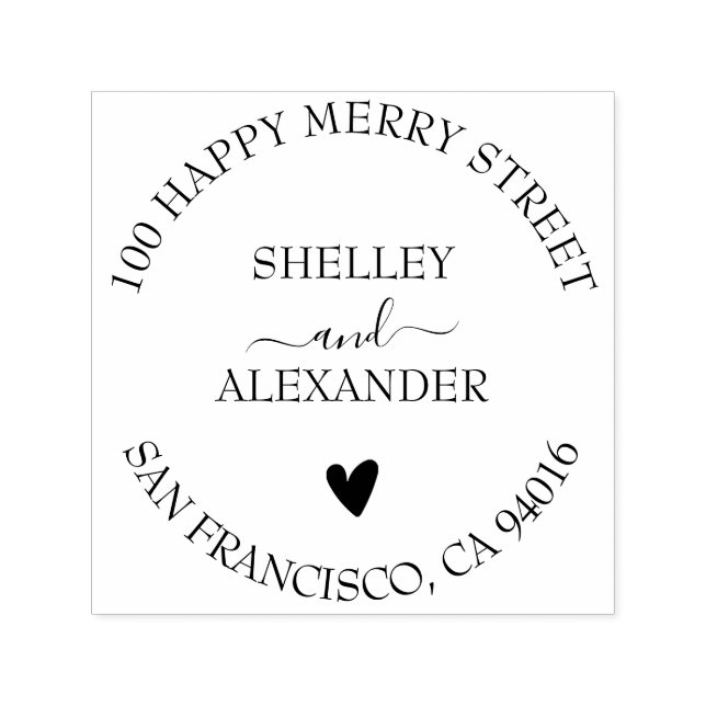 Elegant Heart Two Names Return Address Self-inking Stamp (Design)