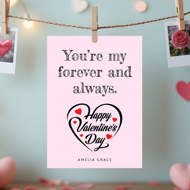 Elegant Heart Typography Soft Pink Valentine Day  Holiday Card (Creator Uploaded)