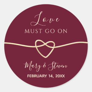 Elegant Heart Wedding Favor Classic Round Sticker