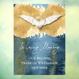 Elegant Heart Wings Loving Memory Remembrance Car Window Cling