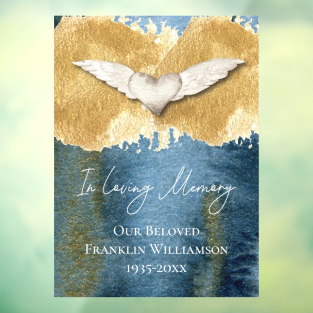 Elegant Heart Wings Loving Memory Remembrance Car Window Cling (Sheet 3)