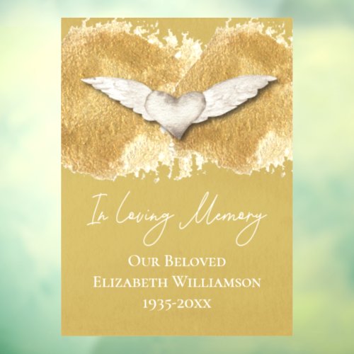 Elegant Heart Wings Loving Memory Remembrance Window Cling
