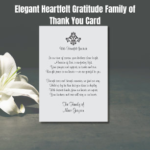 Elegant Heartfelt Gratitude Family of Thank You  Card