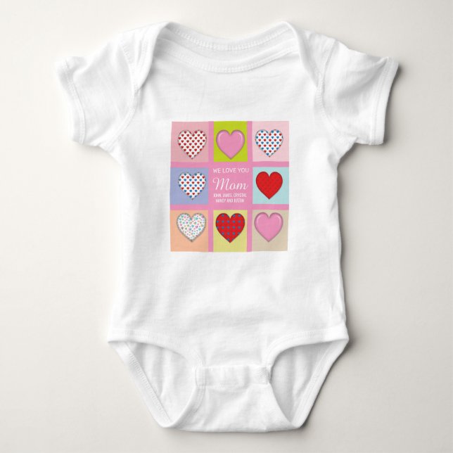 Elegant Heartful Mother’s Day Design Baby Bodysuit (Front)