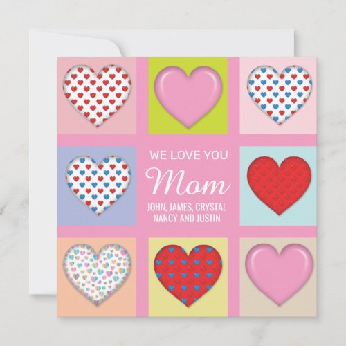 Elegant Heartful Mothers Day Design Holiday Card