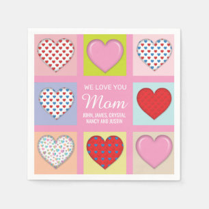 Elegant Heartful Mother’s Day Design Napkins