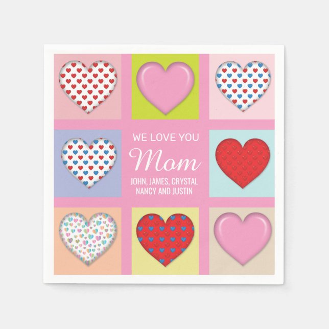 Elegant Heartful Mother’s Day Design Napkins (Front)