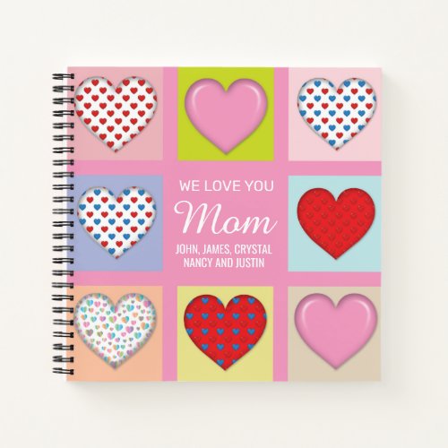 Elegant Heartful Mothers Day Design Notebook