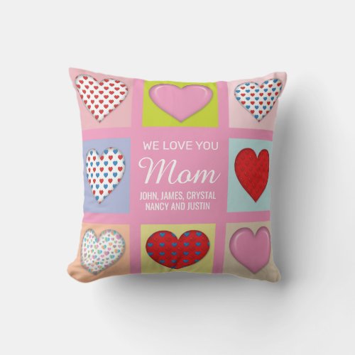 Elegant Heartful Motherâs Day Design Pillow