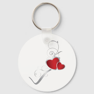 elegant hearts and silver swirls keychain