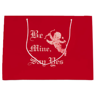 Elegant Hearts Cupid Be Mine, Say Yes Large Gift Bag