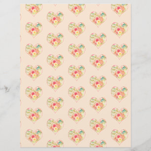 Elegant Hearts on Pink Scrapbook Paper