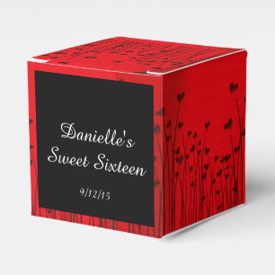 Elegant, Hearts Red and Black, Sweet 16, Favor Boxes
