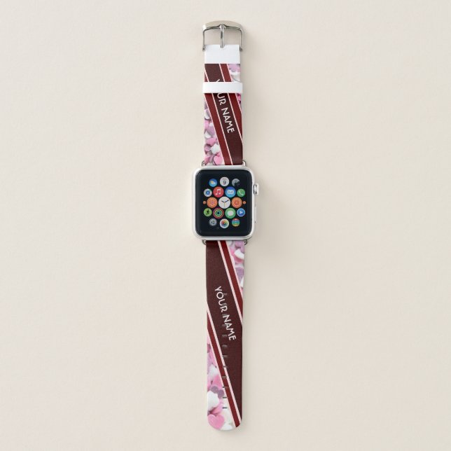 Elegant hearts red striped band with your name (Front)