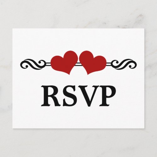 Elegant Hearts RSVP Postcard Red Invitation Postcard