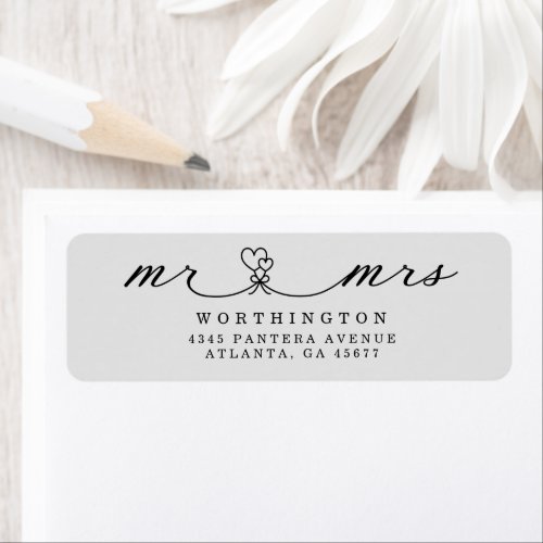 Elegant Hearts Script Mr  Mrs Wedding Return  Label