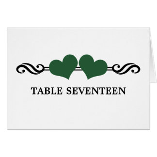 Elegant Hearts Table Number Card, Green