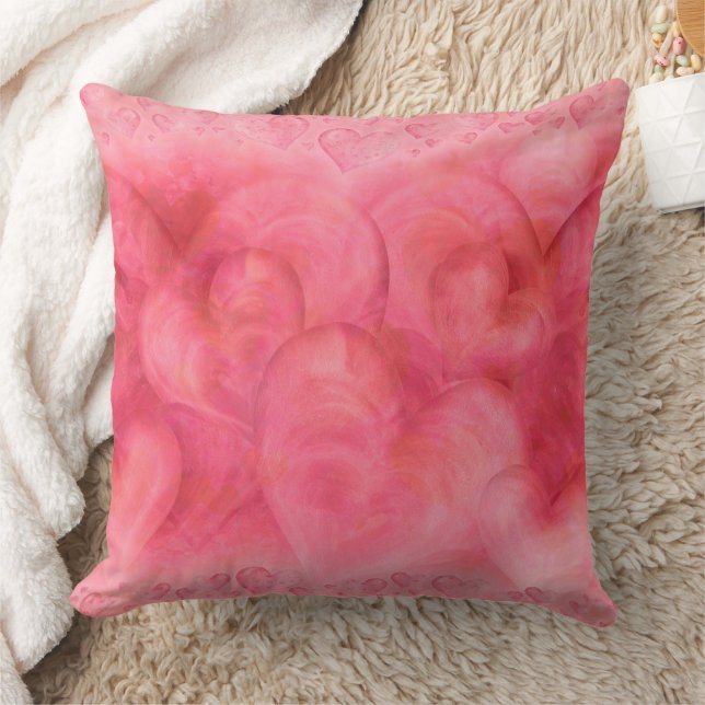 Elegant Hearts Throw Pillow (Blanket)