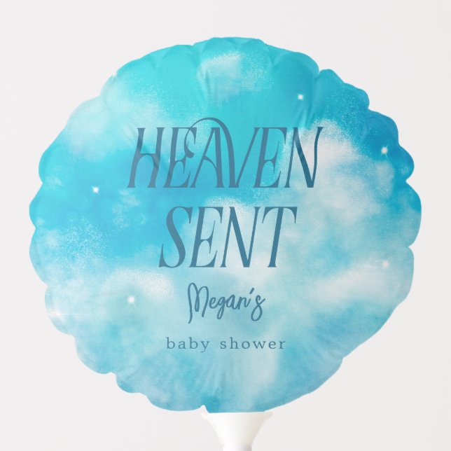 Elegant Heaven Sent Boy Baby Shower Balloon (Front)