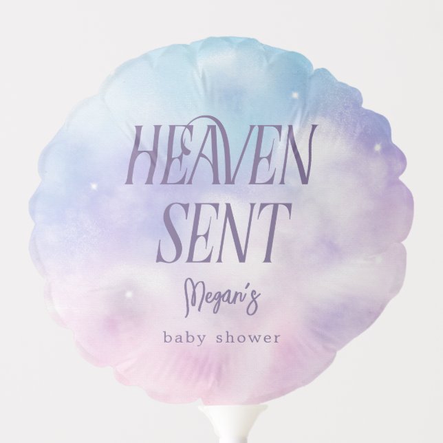 Elegant Heaven Sent Girl Baby Shower Balloon (Front)
