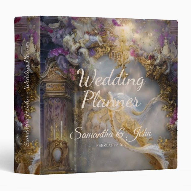 Elegant Heavenly Gold Gate, Gold Text 3 Ring Binder (Front/Spine)