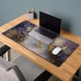 Elegant Heavenly Gold Gate, Gold Text Desk Mat