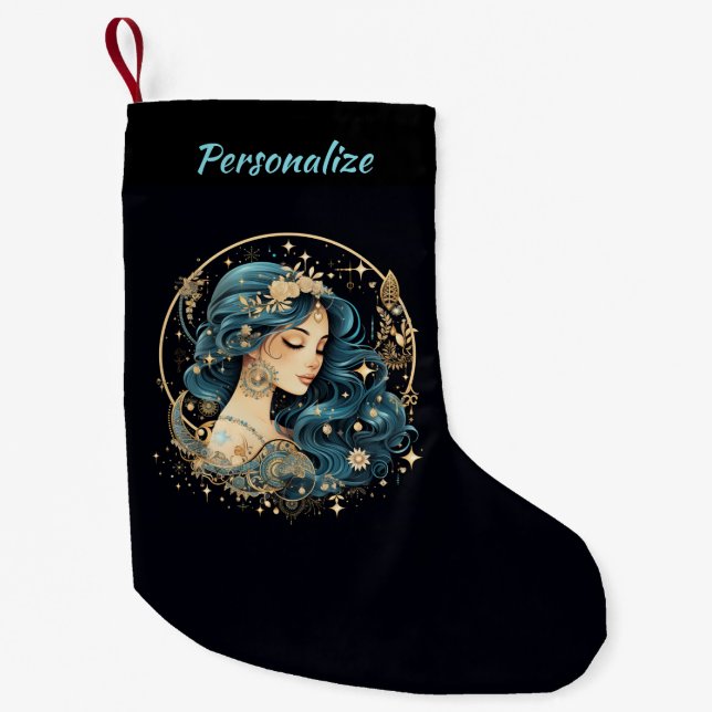 Elegant Heavenly Woman Boho Chic Christmas Small Christmas Stocking (Front)