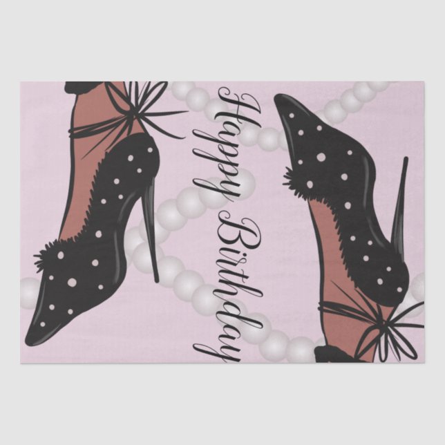  Elegant Heel Beauty Fashionista Birthday Pink Tissue Paper (Front)