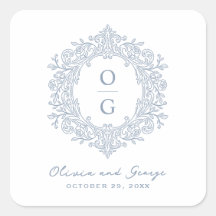 Elegant Heirloom Dusty Blue Wedding Monogram
