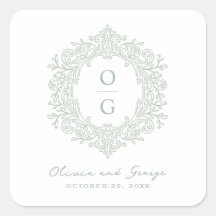 Elegant Heirloom Green Wedding Monogram
