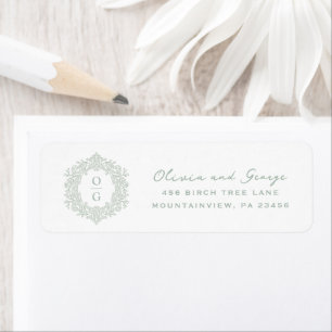 Elegant Heirloom Sage Green Wedding Return Address Label