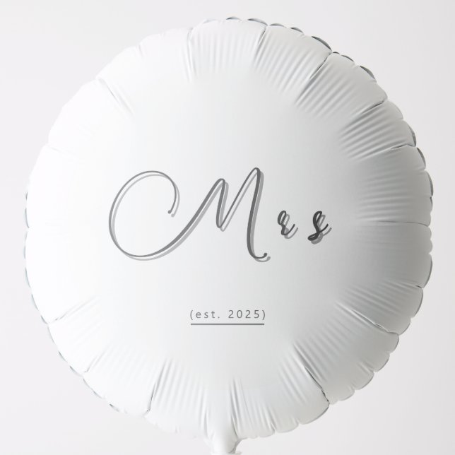 Elegant Helium Balloon – "Mrs" Script Design (Front)