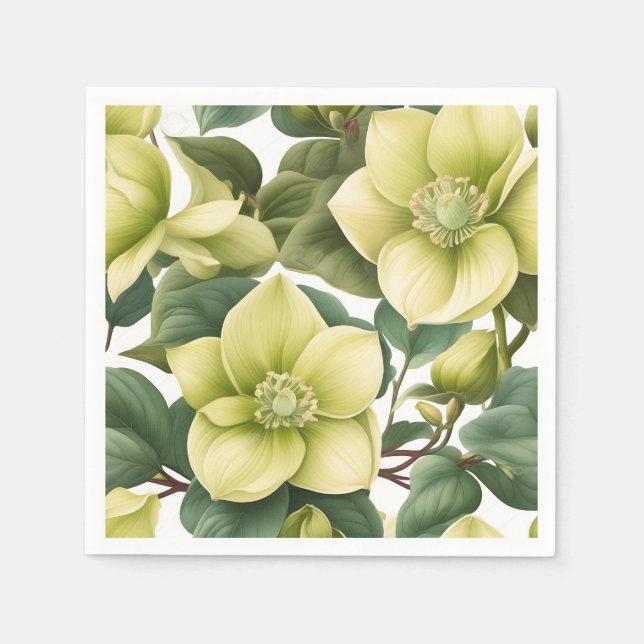 Elegant Hellebore Flowers Napkins (Front)
