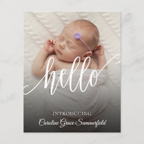 Elegant Hello New Baby Photo Birth Announcement