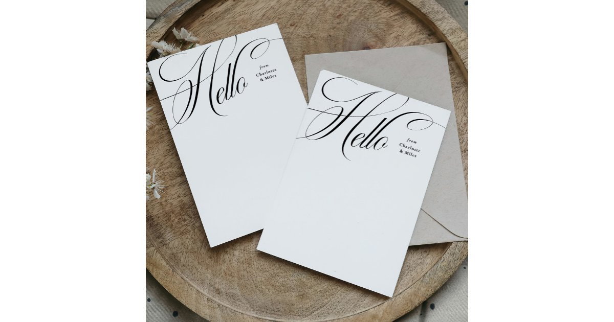 Elegant hello simple stylish personal stationery note card | Zazzle