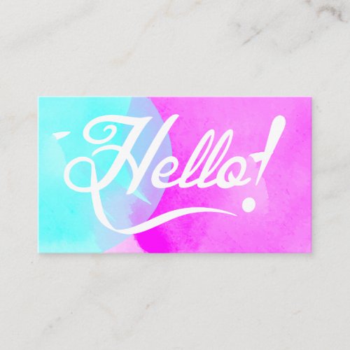 Elegant Hello Watercolor Business Card