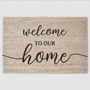 Elegant Hello Welcome Word Art On Coir Fiber Doormat