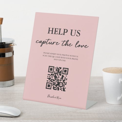 Elegant Help us Capture The Love QR Code  Pedestal Sign