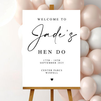 Elegant Hen Do Welcome Sign hen do signage decor