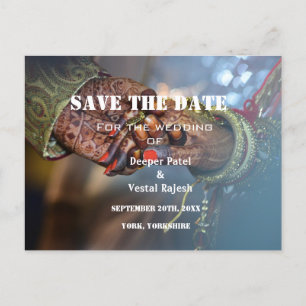 Elegant Henna Indian Save the Date Announcement Postcard