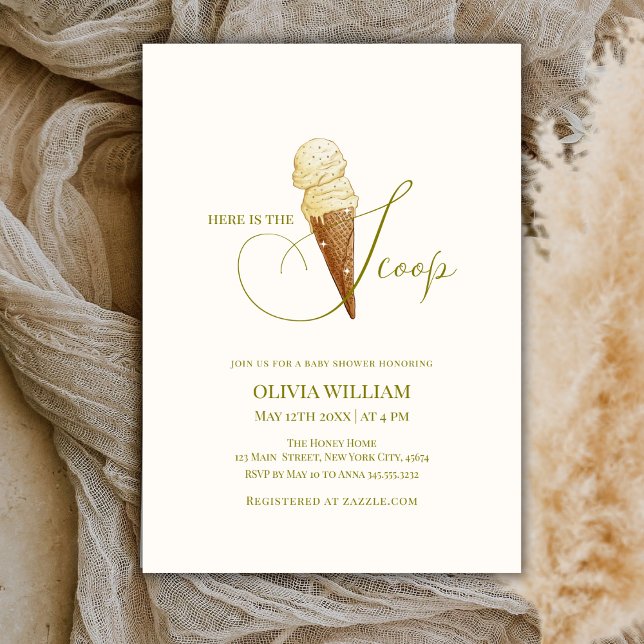 Elegant Here's The Scoop Ice Cream Baby Shower Invitation (Elegant Here's The Scoop Ice Cream Baby Shower Invitation)