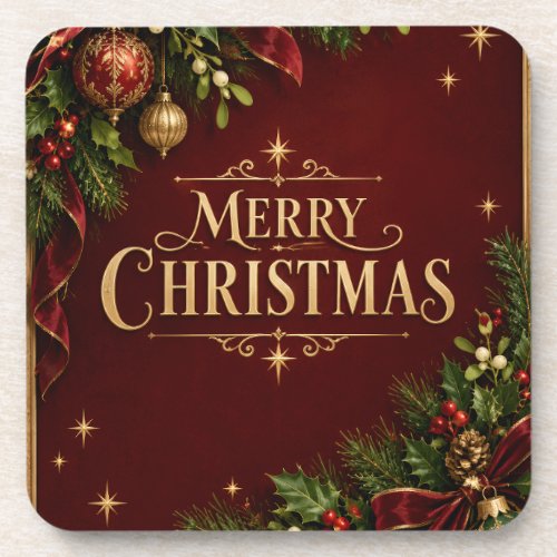 Elegant Heritage Christmas, Vintage Botanical new Beverage Coaster