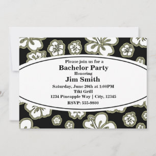 Elegant Hibiscus Floral Black & Tan Invitation