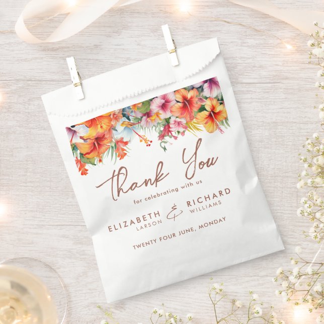 Elegant Hibiscus Flower Tropical Floral Wedding Favor Bag (Clipped)