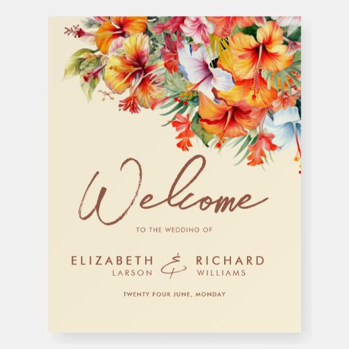 Elegant Hibiscus Flower Tropical Floral Wedding Foam Board