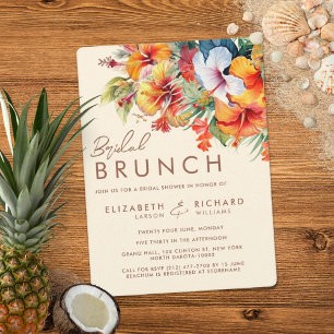 Elegant Hibiscus Flower Tropical Floral Wedding Invitation