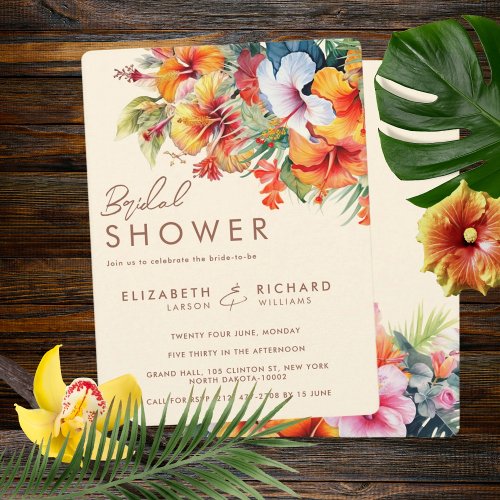 Elegant Hibiscus Flower Tropical Floral Wedding Invitation